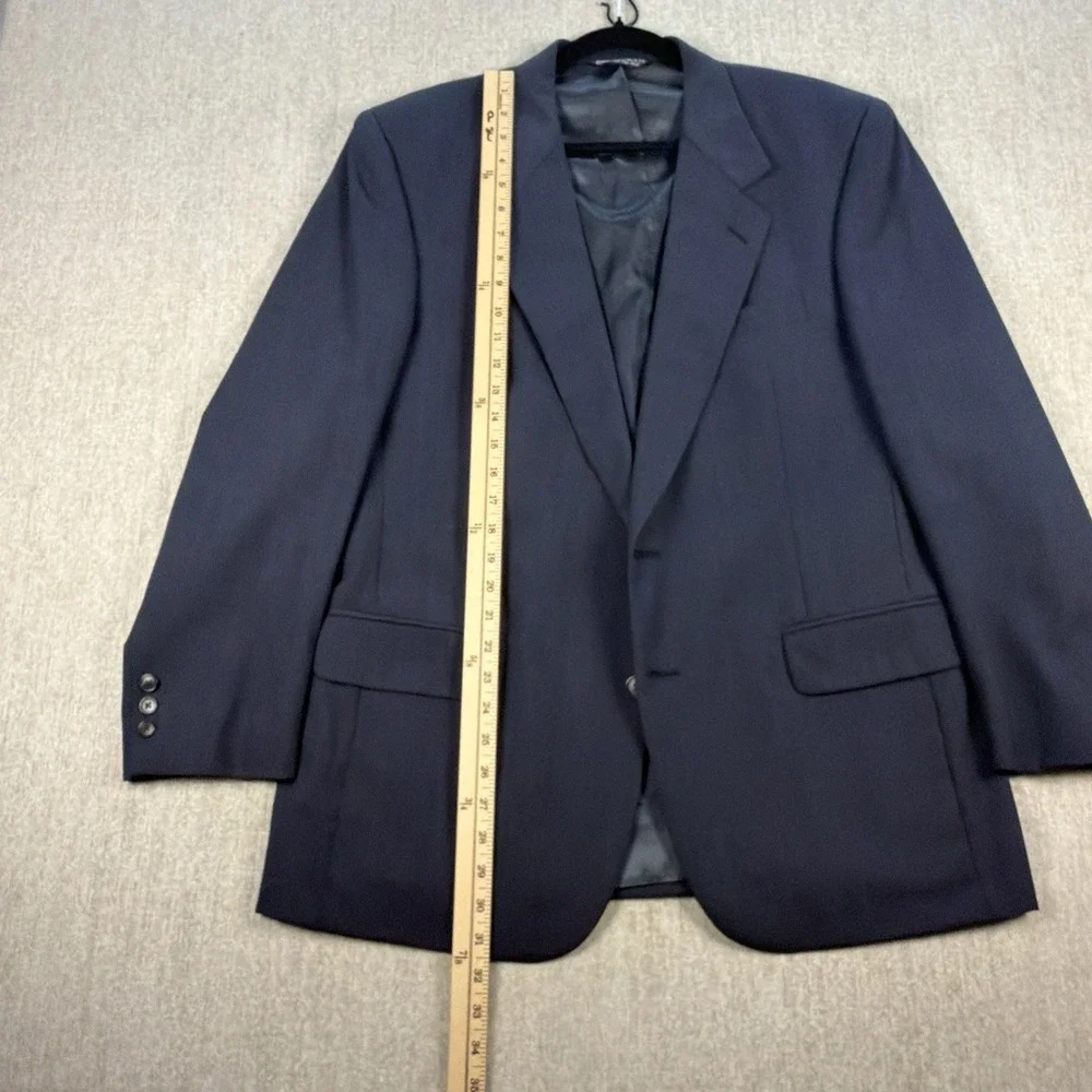 Vintage Christian Dior Monsieur Wool Suit Navy‎ Windowpane USA Pleated 44R 32x34
